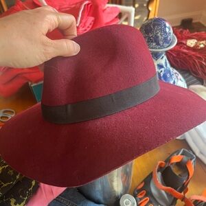 Elegant Burgundy Women's Hat with Black Band